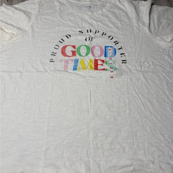 Old Navy Size 3X Bone Color Graphic Short Sleeve Womens Top - Picture 3 of 11